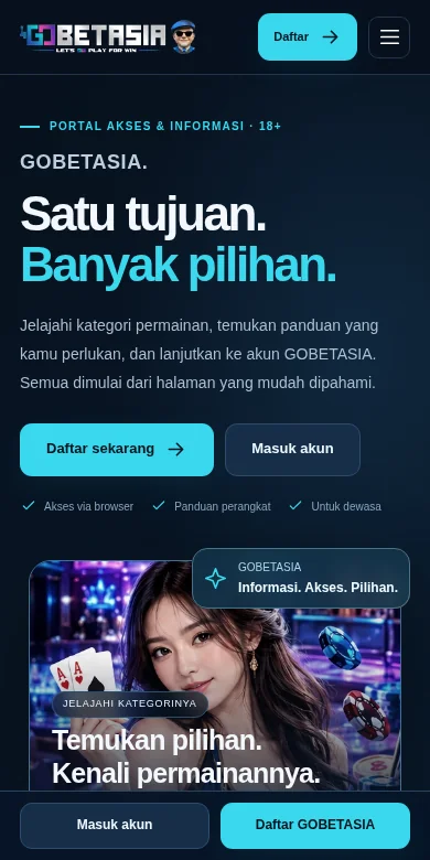 Pratinjau halaman Beranda GOBETASIA pada ponsel
