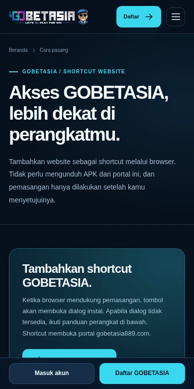 Pratinjau halaman Cara pasang GOBETASIA pada ponsel
